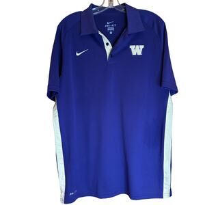 Men's Nike Dri-Fit UW Husky's SS Purple & Tan Collared Polo Shirt, Size M, EUC